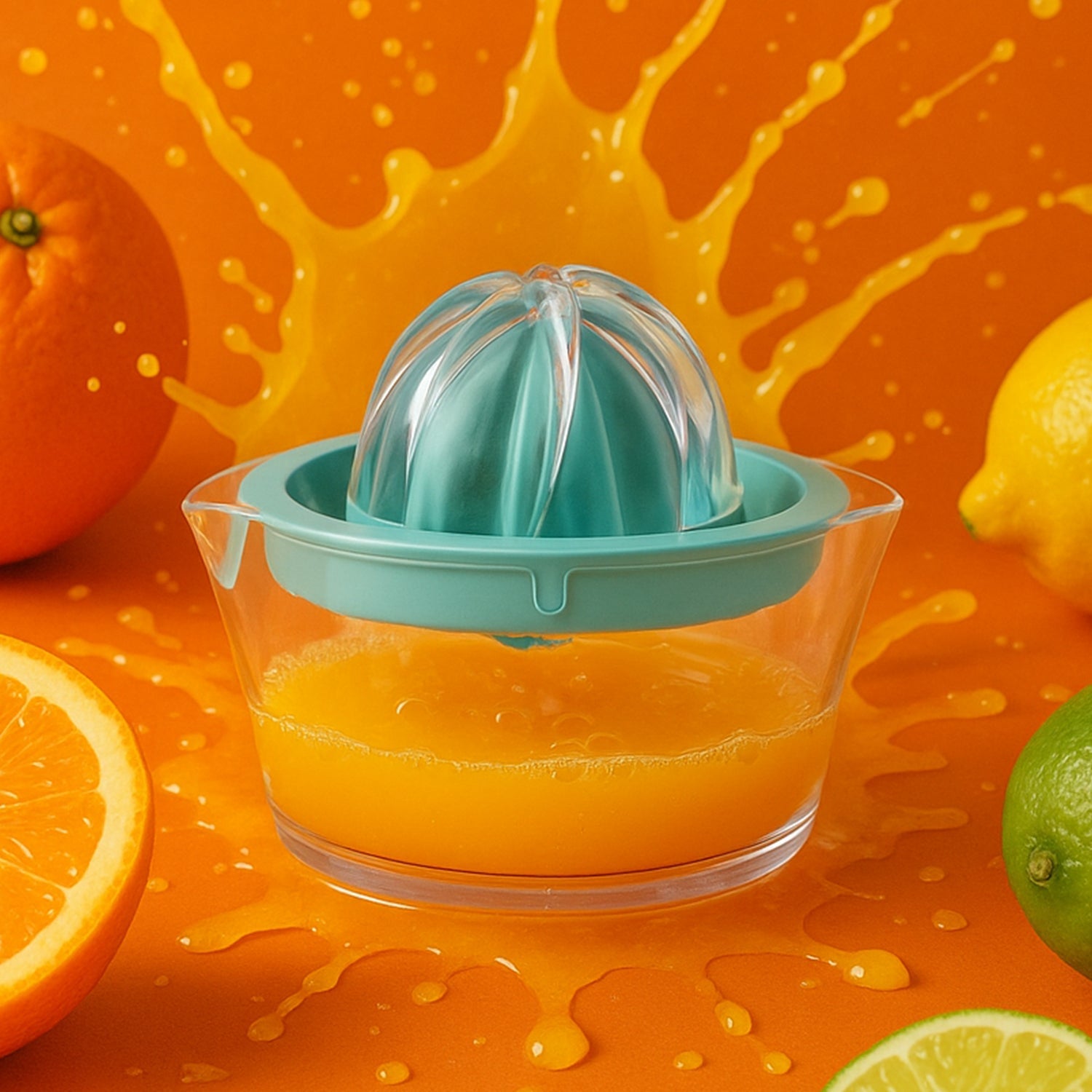 Manual Drink Orange Lemon Citrus Lime Fruit Juice Juicer Squeezer, BPA Free, Press & Pourer With Lid Plastic Manual (1 Pc)