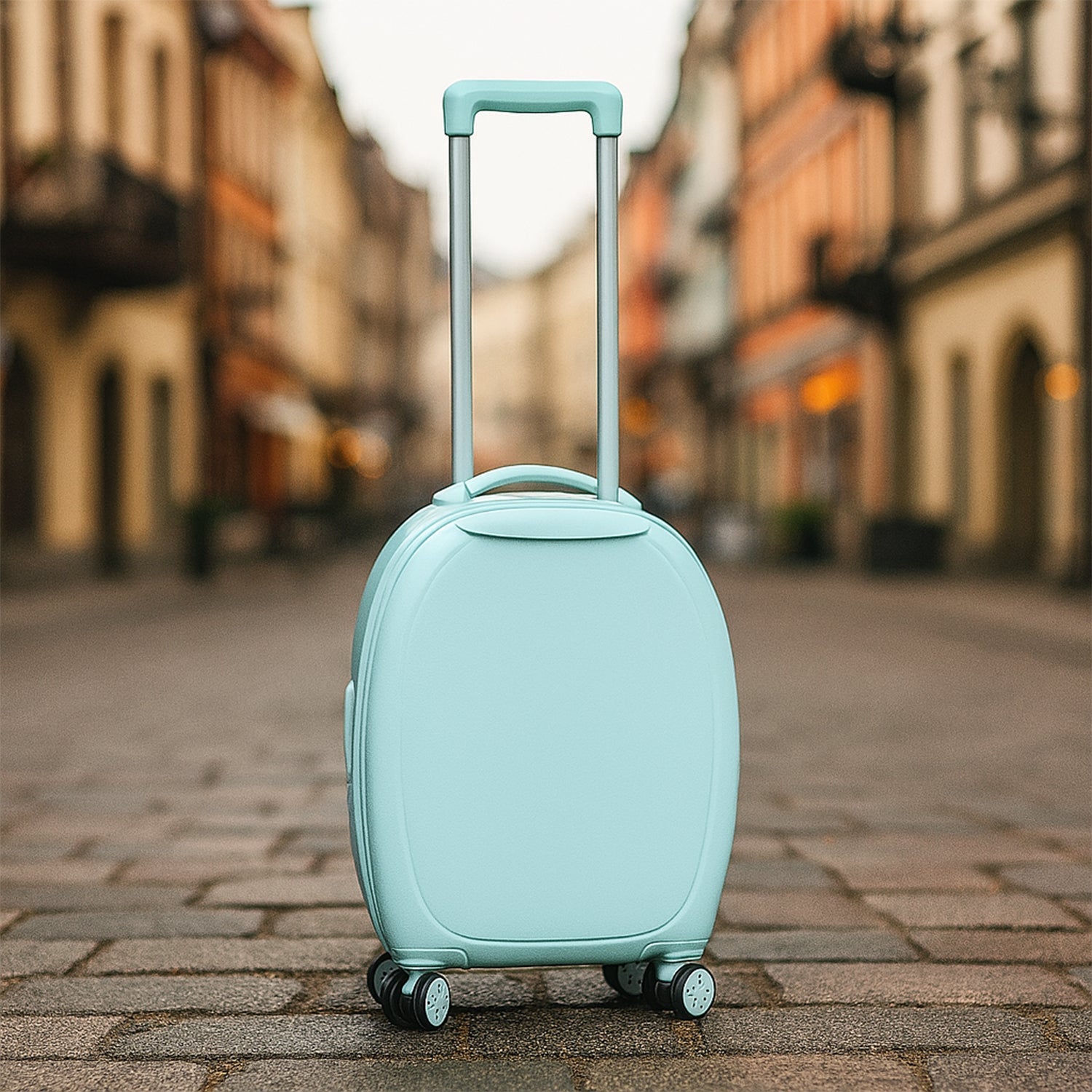 17849 Suitcase For Kids, Girls Green Small Cabin Hard Cover Holiday Carry On Trolley with Extendable Handle, Children's Luggage, Trolley Rolling Luggage for Toddlers Men Woman (Mix Color)