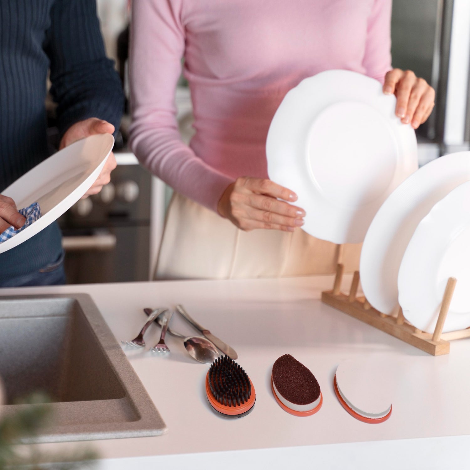 Plastic Wet and Dry Brush for home (Multicolor, 3 Units)