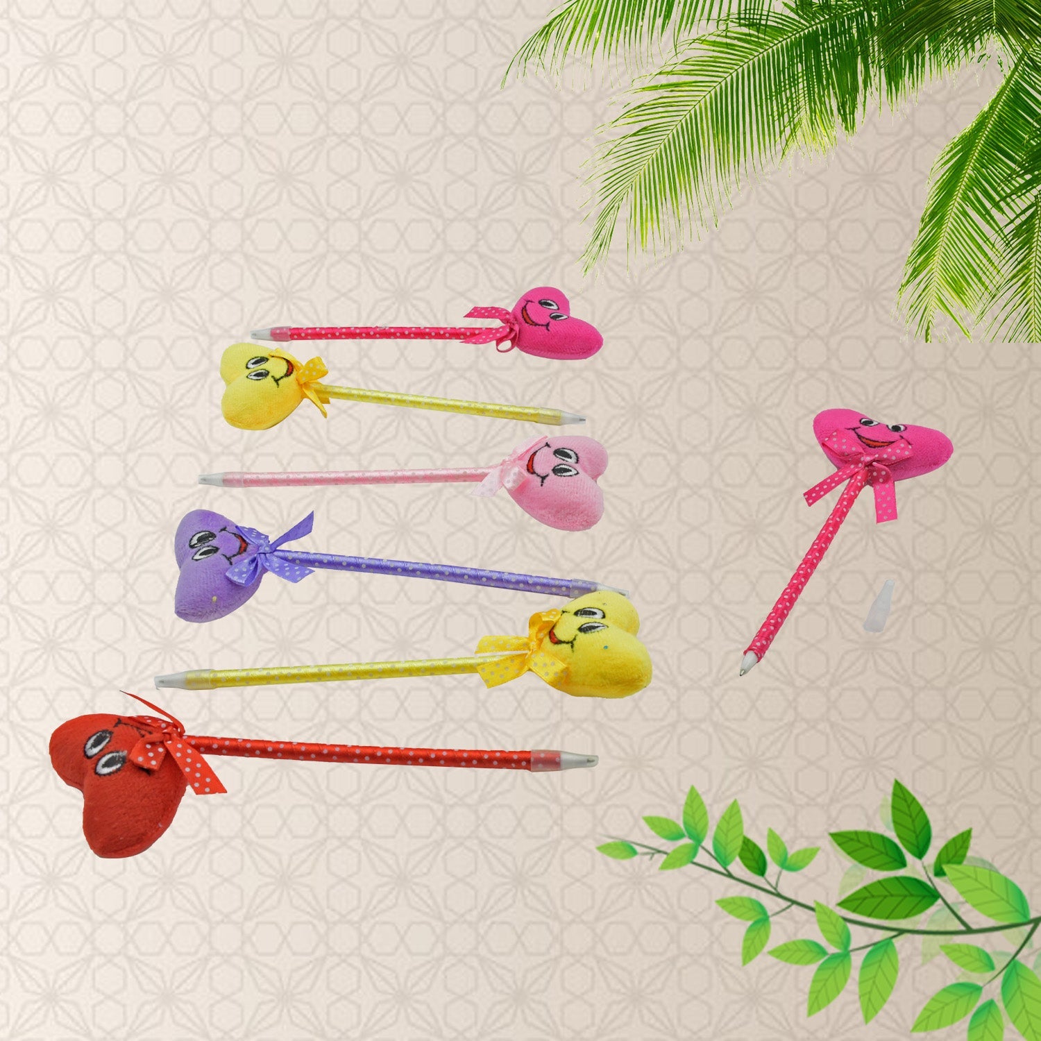 Cute Cartoon Shape & Heart Design Facy Writting Pen Attached Rattle | Ball Pen Smooth Writing For Wedding , Events & Multiuse Pen Best Pen l Use for Kids (12 Pcs Set Mix Design & Color)