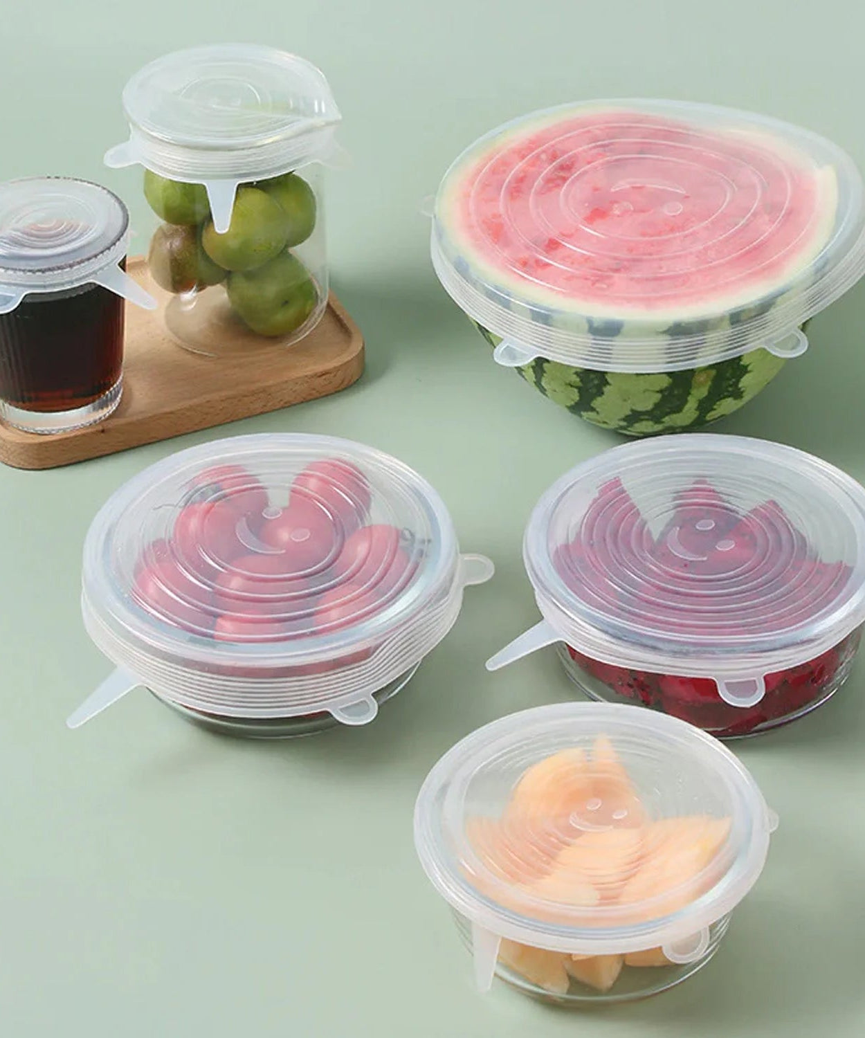 Silicone Stretch Lids, Microwave & Freezer Safe Food Covers (6 Pcs Set /95 Gm )
