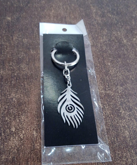 Stylish Stainless Steel Peacock Feather Keychain (1 Pc)