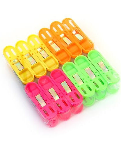 Multicolor non-slip plastic clips for secure cloth drying.