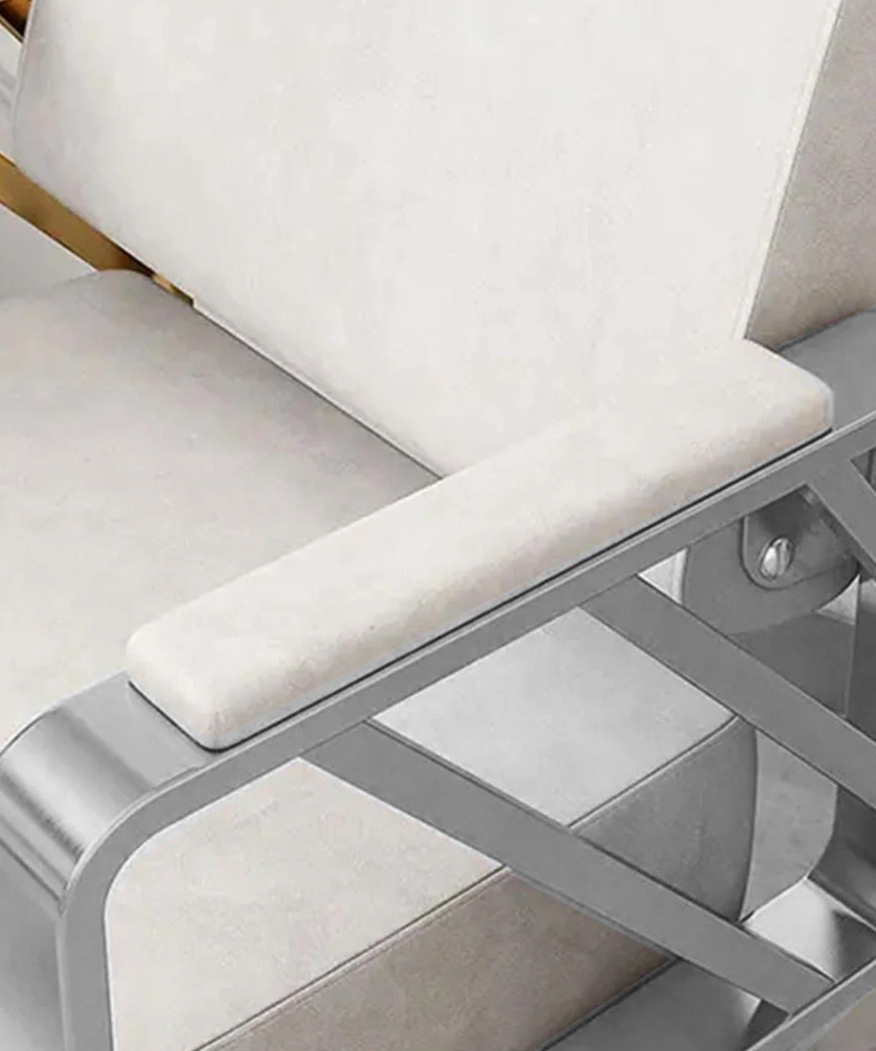 Professional beauty salon chair in silver.