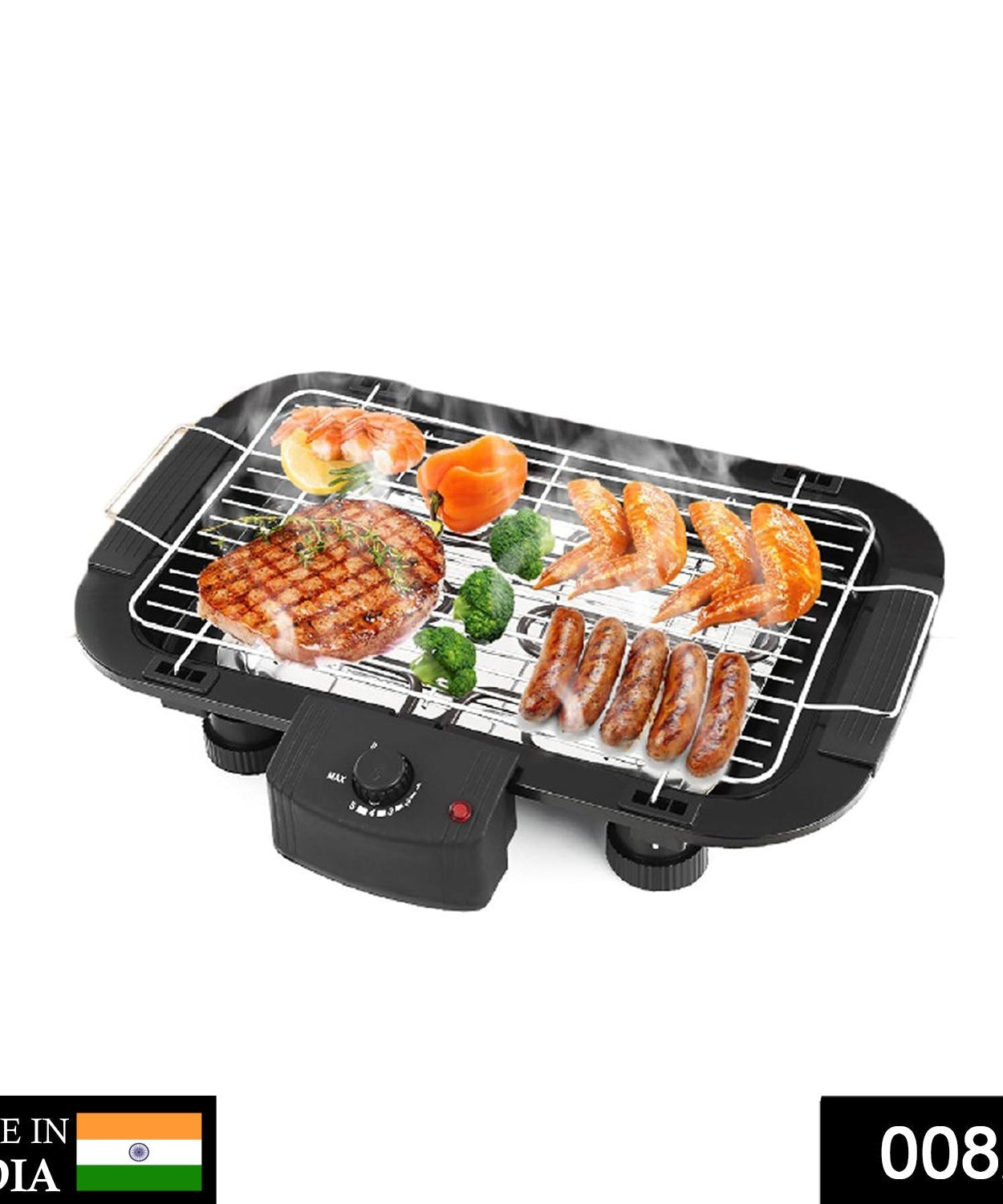 Electric grill with smoke-free design.