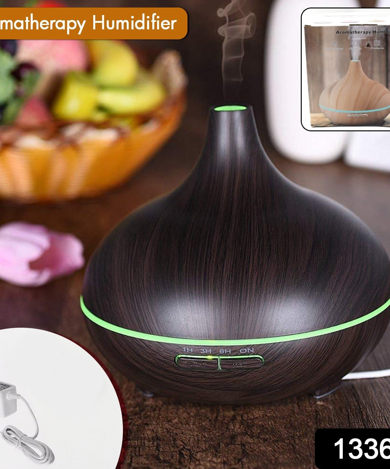 Aromatherapy Humidifier with 7 Colourful LED Light Change (500 ML Capacity / Without Remote)