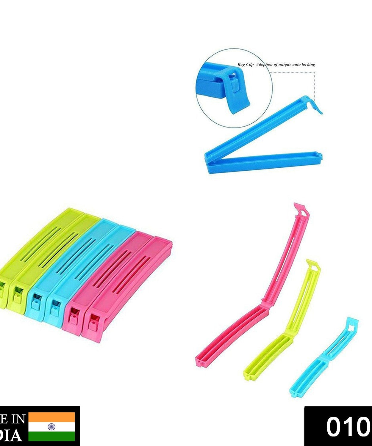Multicolored plastic snack bag clips, 18 pieces set
