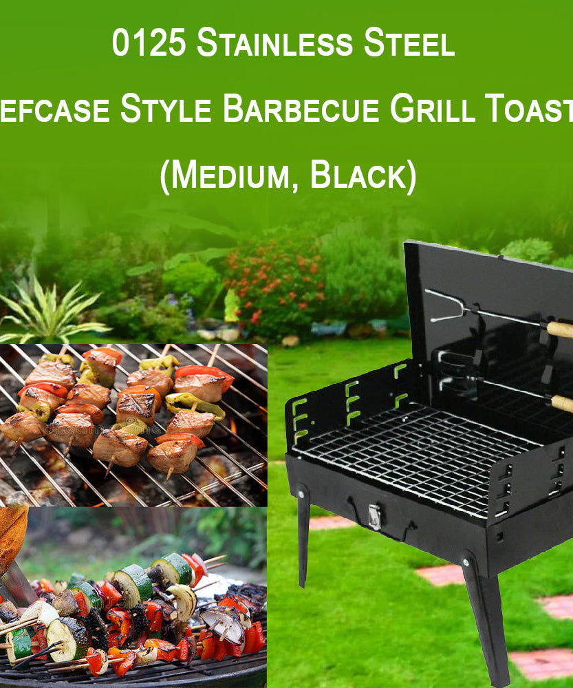 Briefcase-style barbecue toaster, sleek black