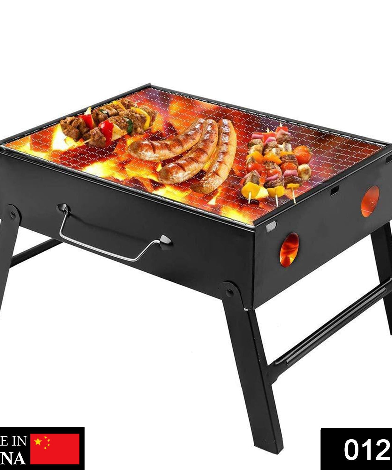 Charcoal grill oven folded for storage