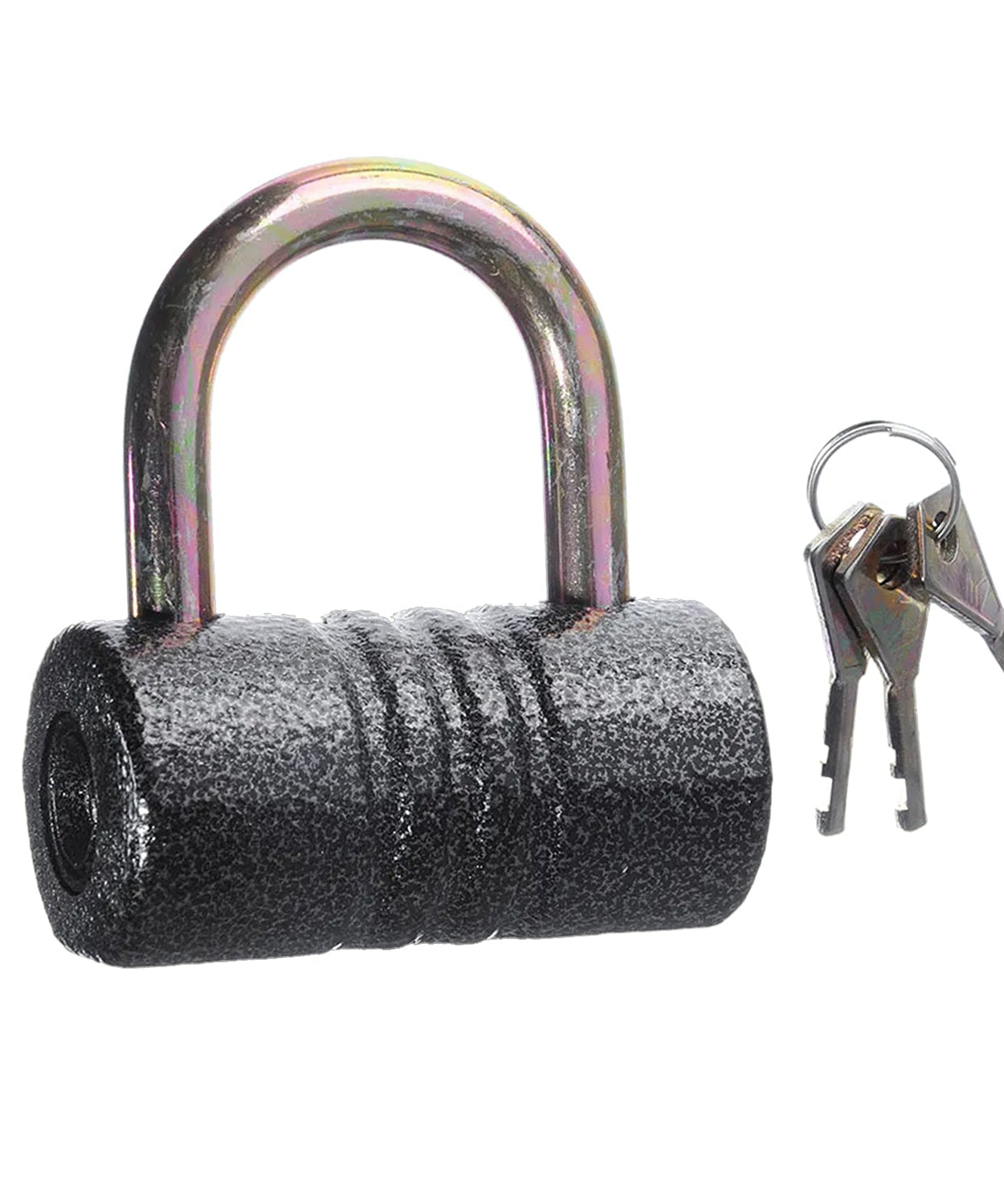 Heavy-Duty Iron Padlock – 82mm Black Spray Lock with Brass Core & 5 Keys, Waterproof & Anti-Theft