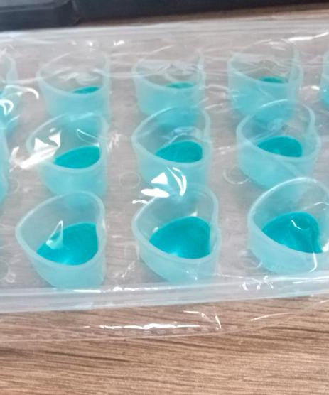 Flexible silicone ice tray with heart-shaped molds