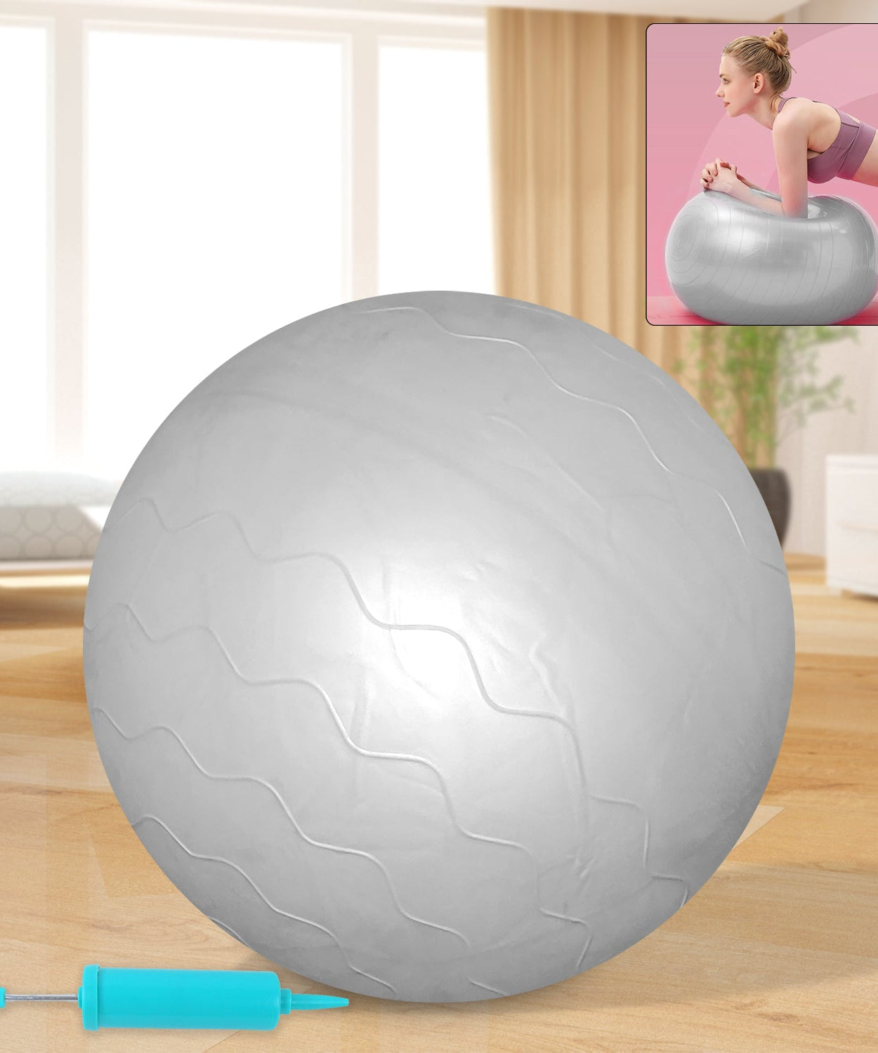 Heavy Duty Gym Ball Non-Slip Stability Ball with Foot Pump for Total Body Fitness