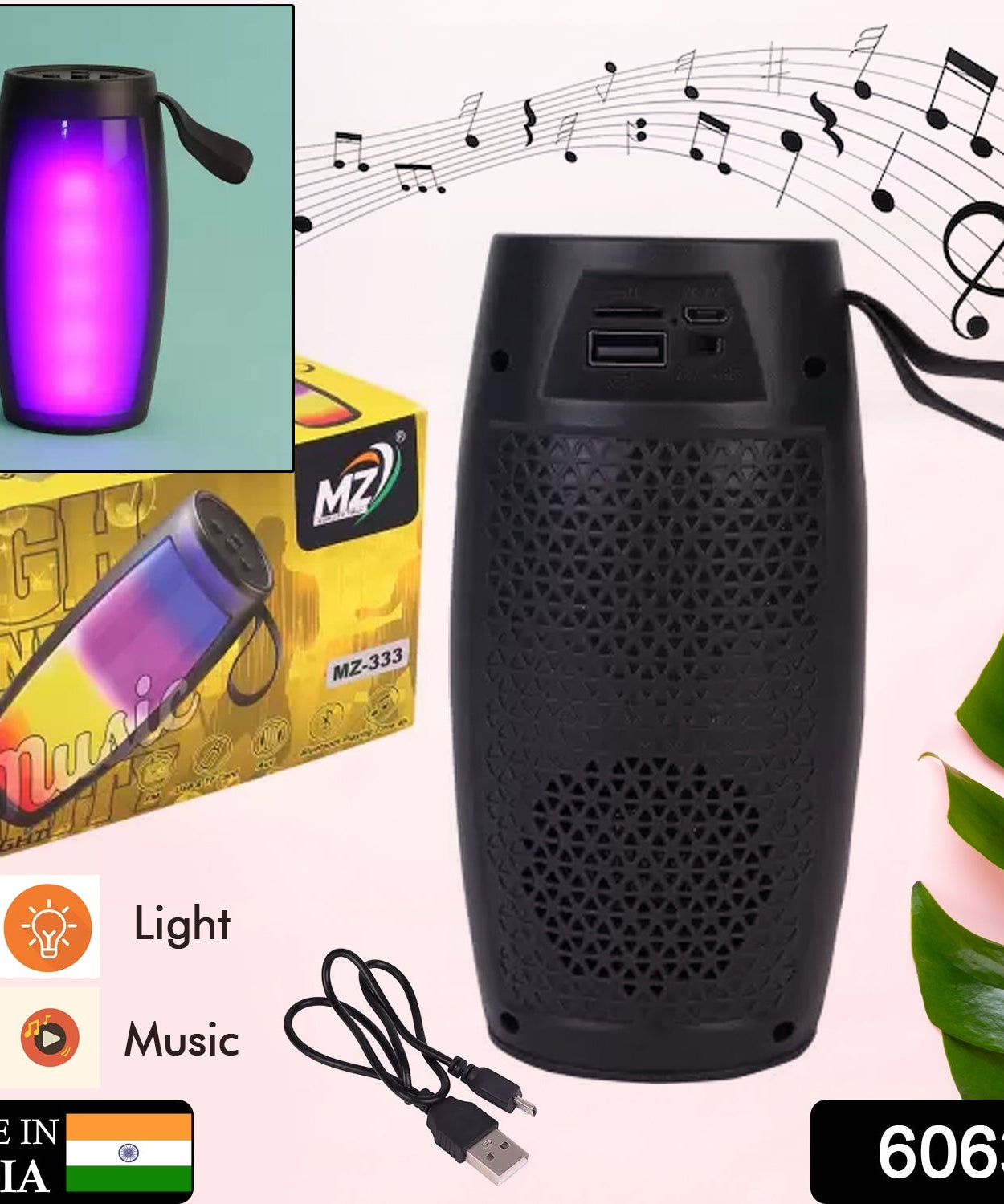 Wireless speaker with disco light