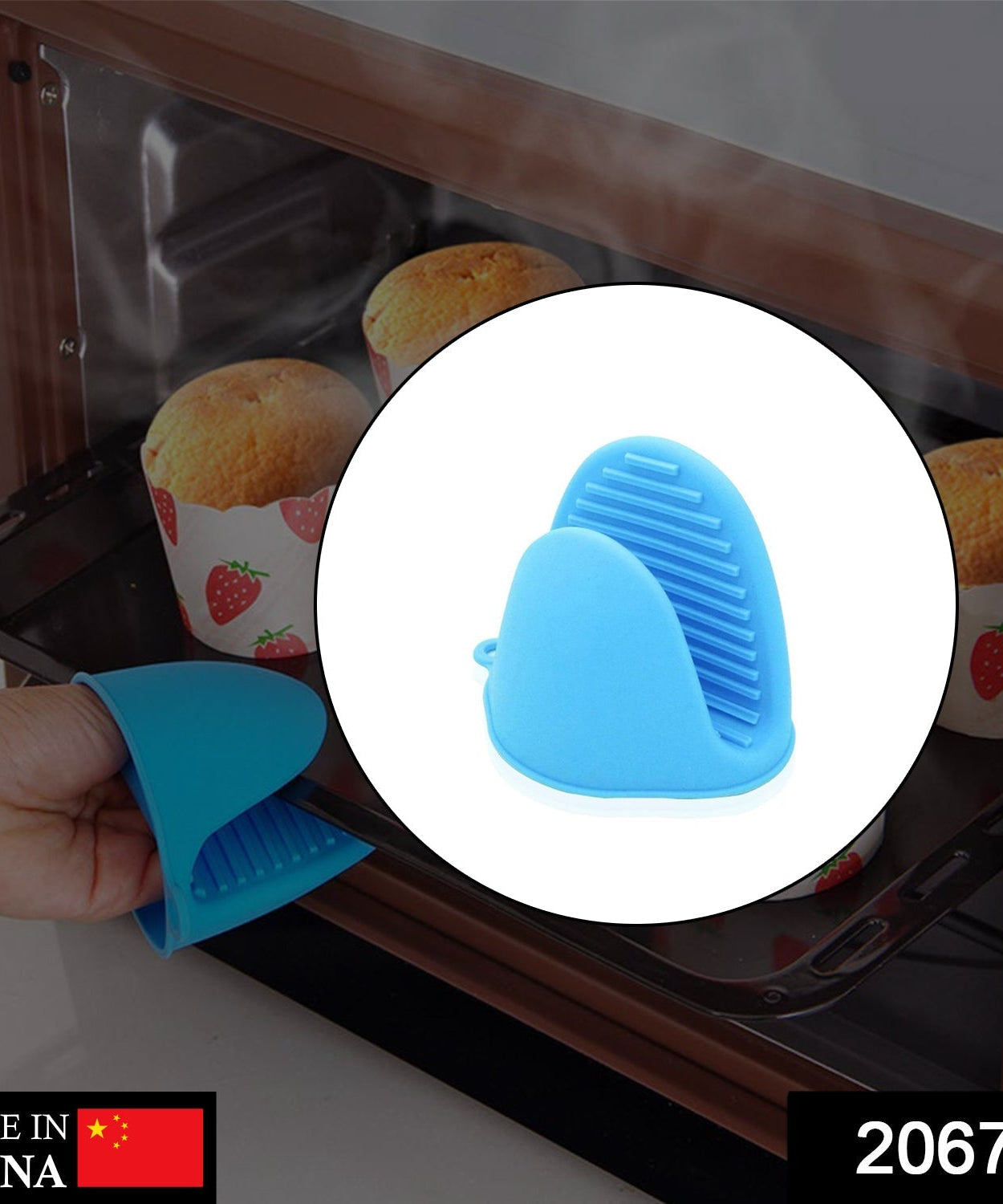 Close-up of silicone potholder with textured grip