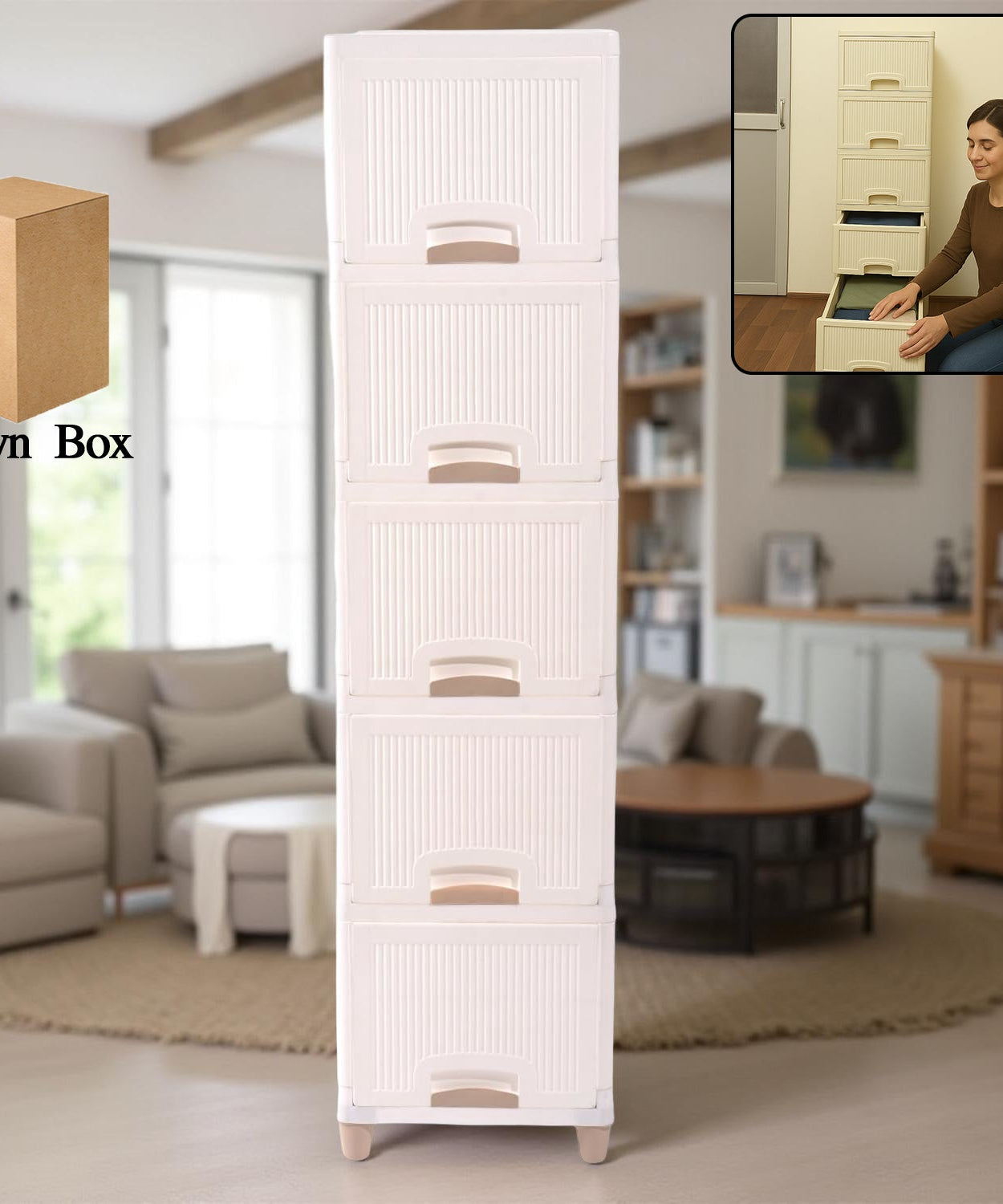 Multi-Purpose 5-Layer Plastic Storage Drawer Cabinet for Home and Office