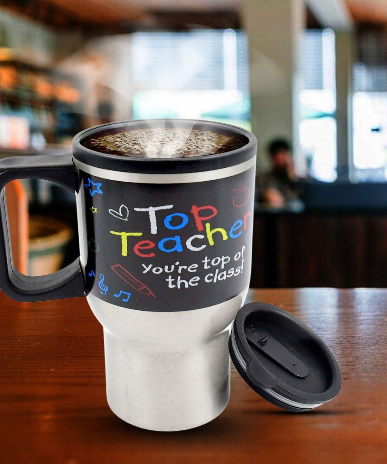 Stainless Steel Insulated Travel Mug - Double-Walled Vacuum Cup with Lid & Handle