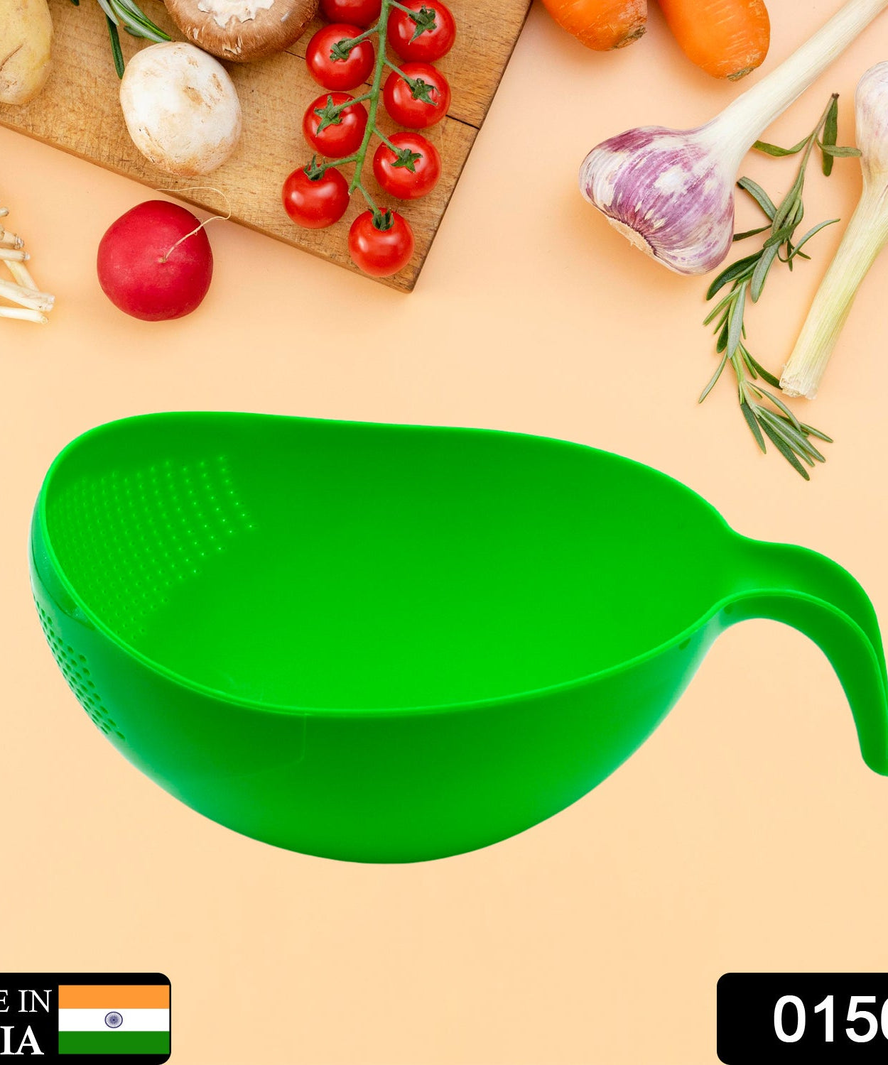 Rice bowl with thick drain basket, handle for easy washing.