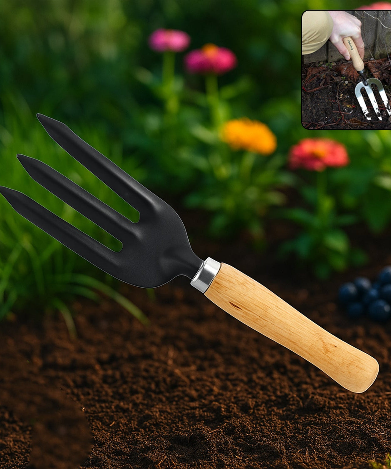 Hand Weeding Fork (Steel, Black)