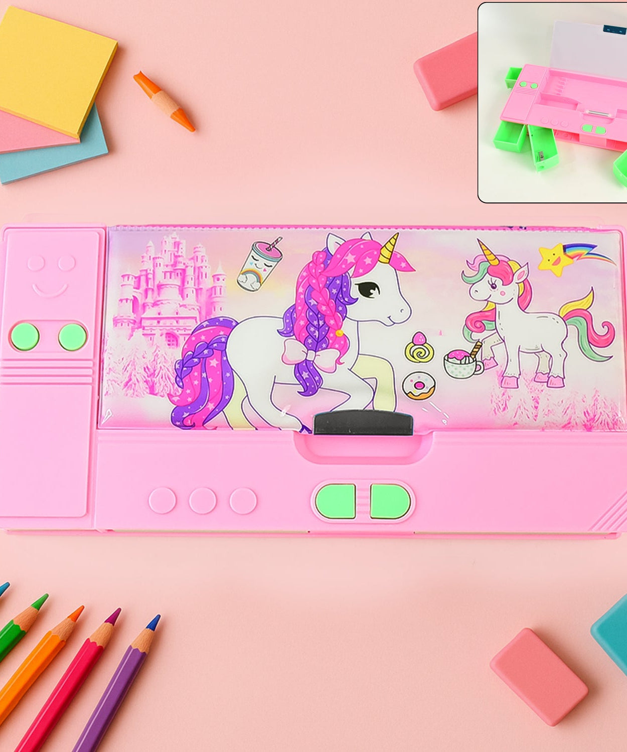 Multi Purpose Gadget Jumbo Pencil Box Compass  Jumbo 2 Side Slot Geometry Box Compass Use School , Traveling & Studio