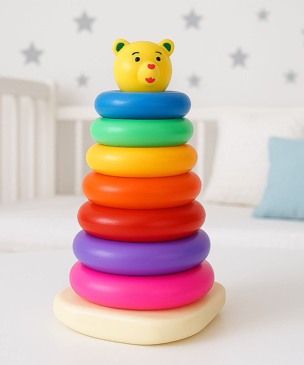 Plastic Baby Kids Teddy Stacking Ring Jumbo Stack Up Educational Toy 7pc