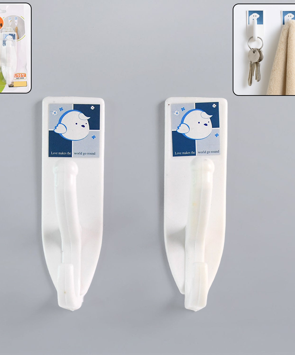 Multipurpose Wall Hooks: Strong & Self-Adhesive for Bathroom, Kitchen, Office ( Mix Design )