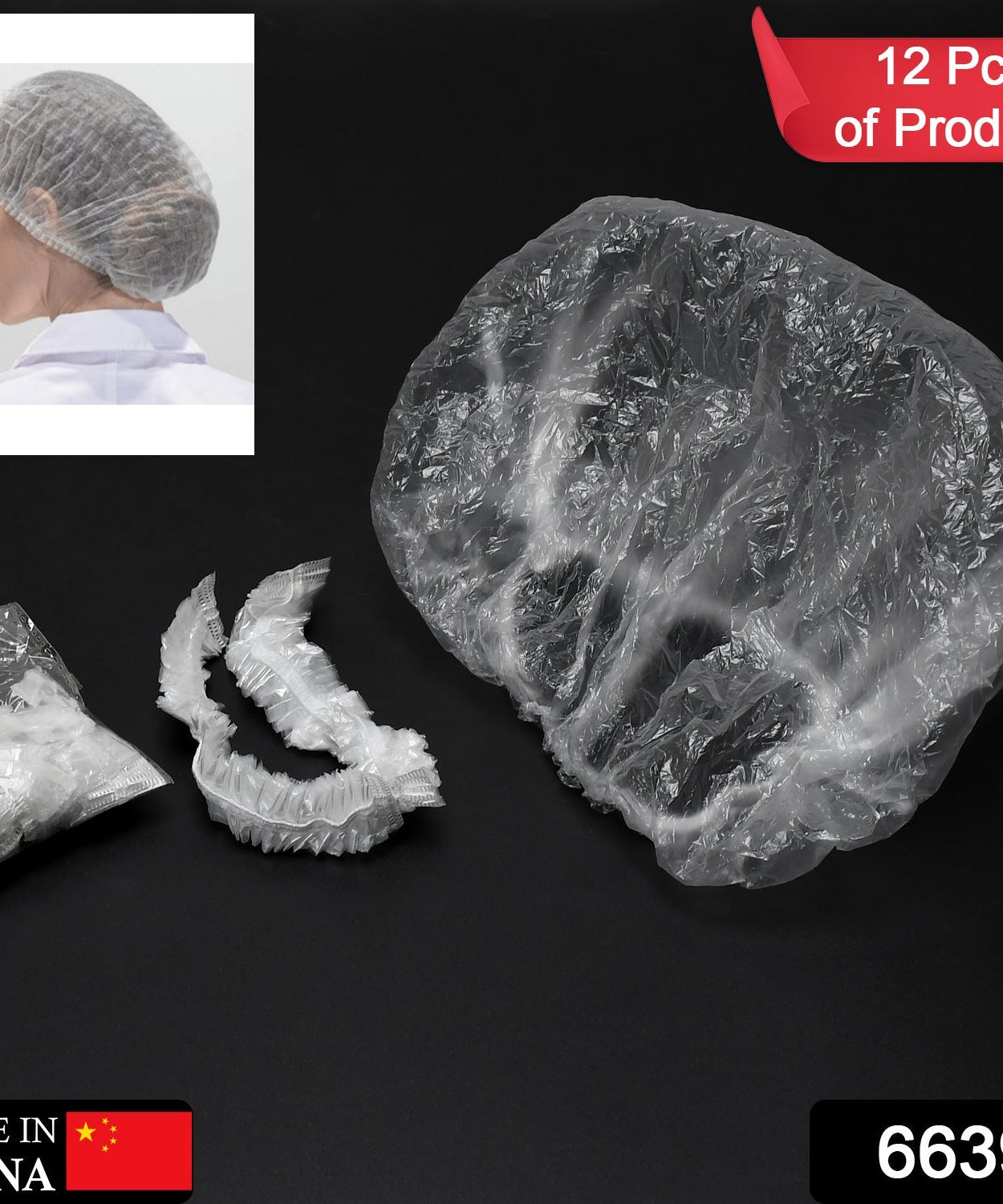 Waterproof plastic hair bath caps individually wrapped