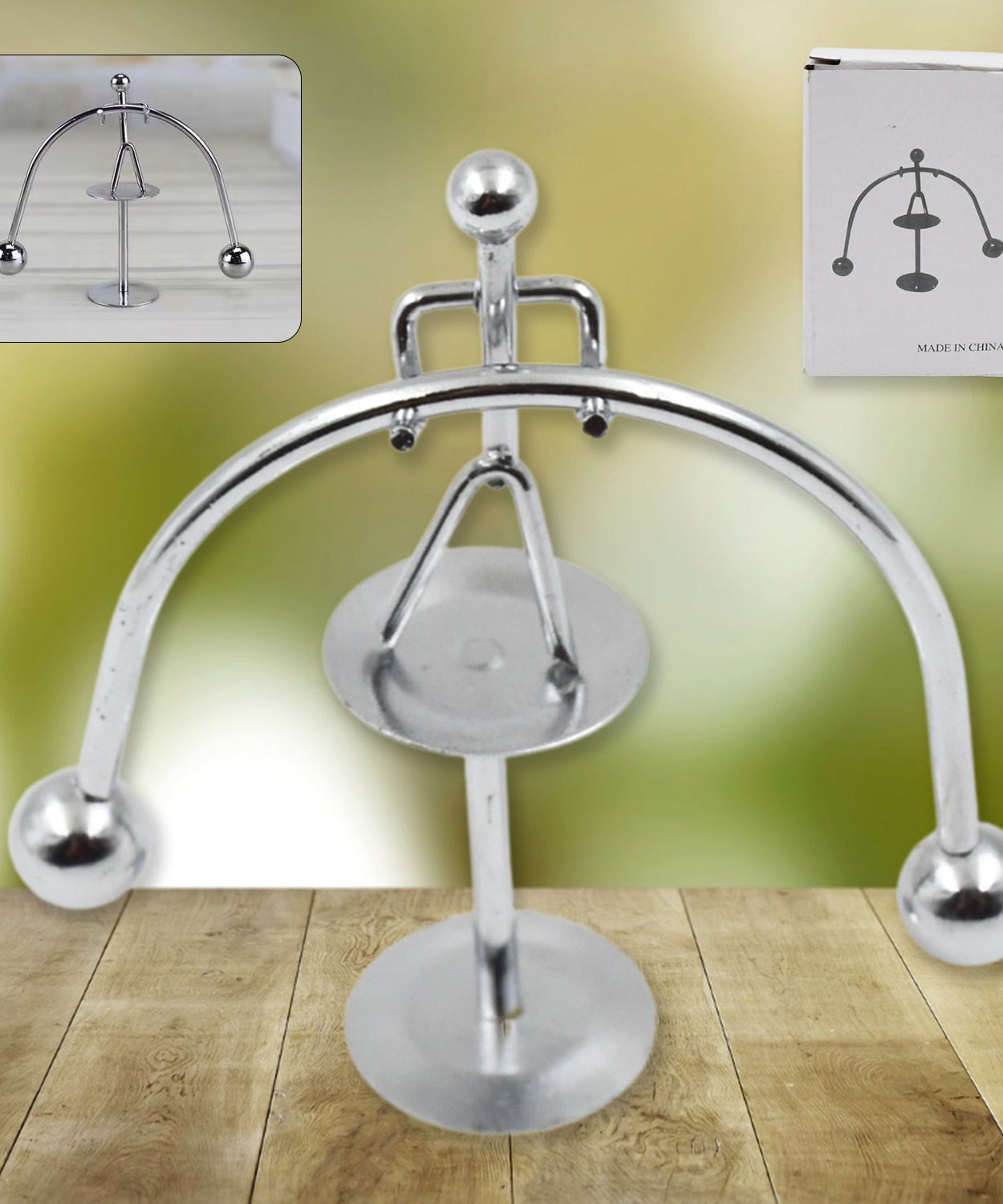 Mini steel balance toy for desk decor, perpetual motion
