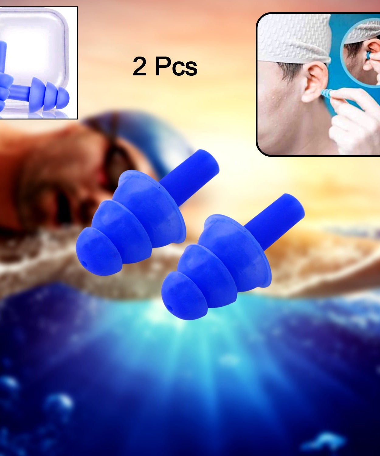 Set of 2 ultra-soft foam ear plugs for sleeping, travel, and noise reduction.