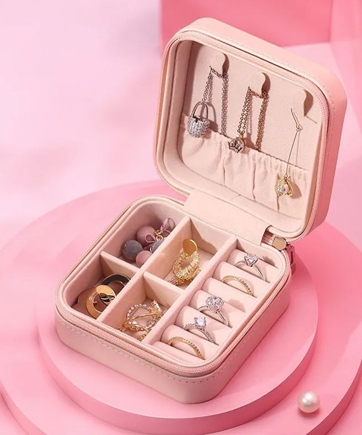 Mini PU Leather jewellery Box for Travel & Storage