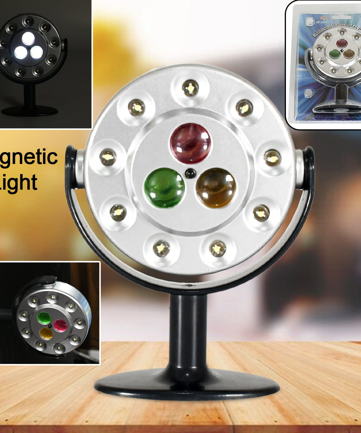 Multifunctional Magnetic LED Flashlight, High Quality waterproof light, Three Ultra-Bright LEDs, Battery Operated LED Light (Battery Not Included)