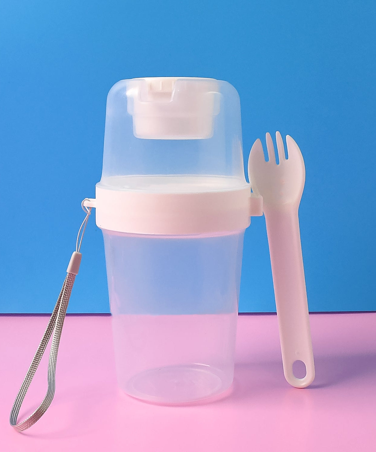 2-Piece Salad Cup Lunch Container with Dressing Storage and Reusable Fork