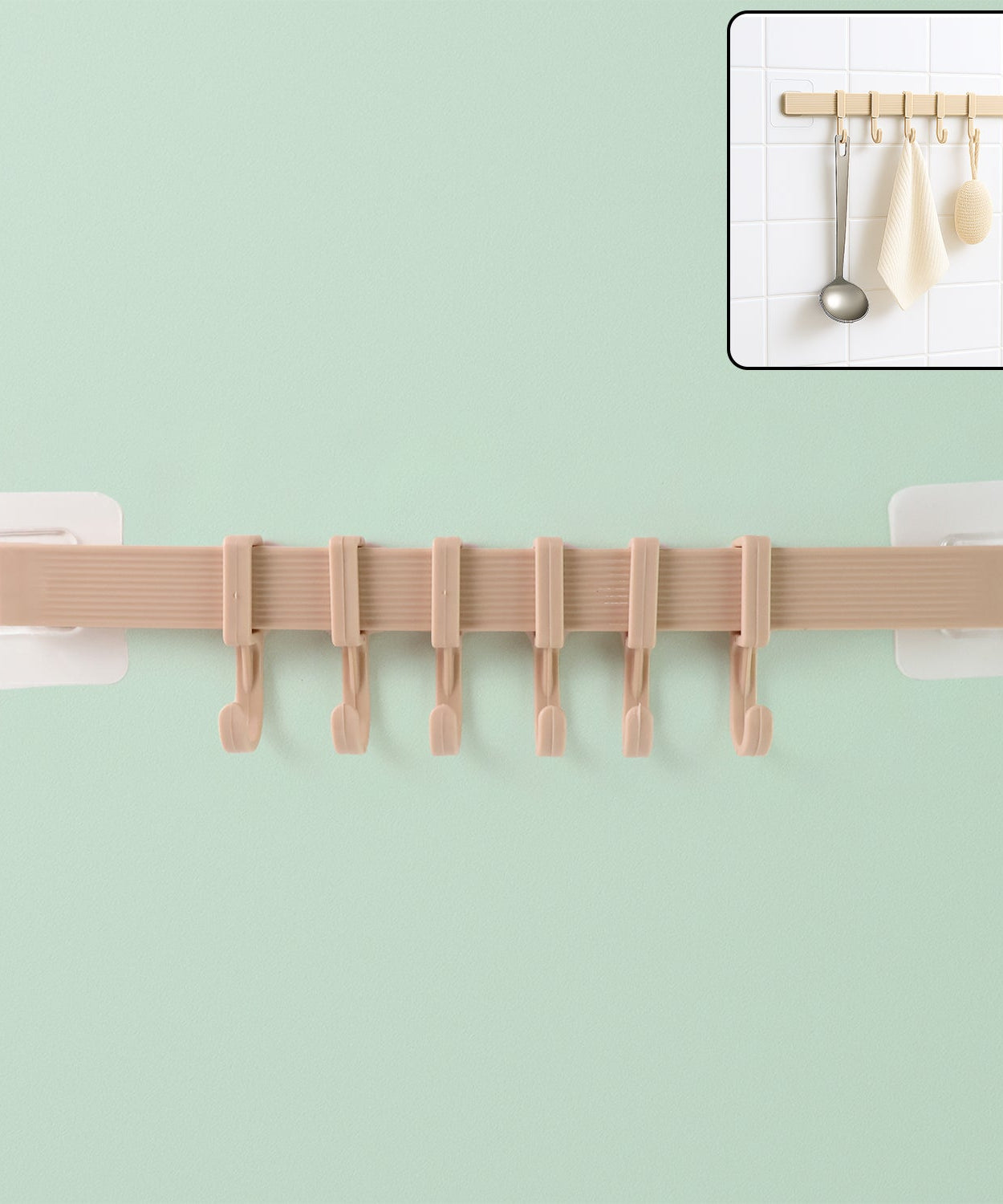 Self-Adhesive 6-Hook Wall Hanging Rack 