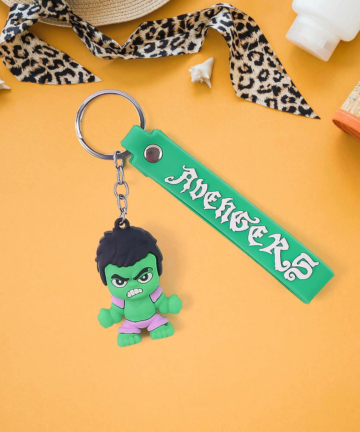 Cute Cartoon Silicone 3D Key Chain with Metal Hook & Strap (Pack of 1)