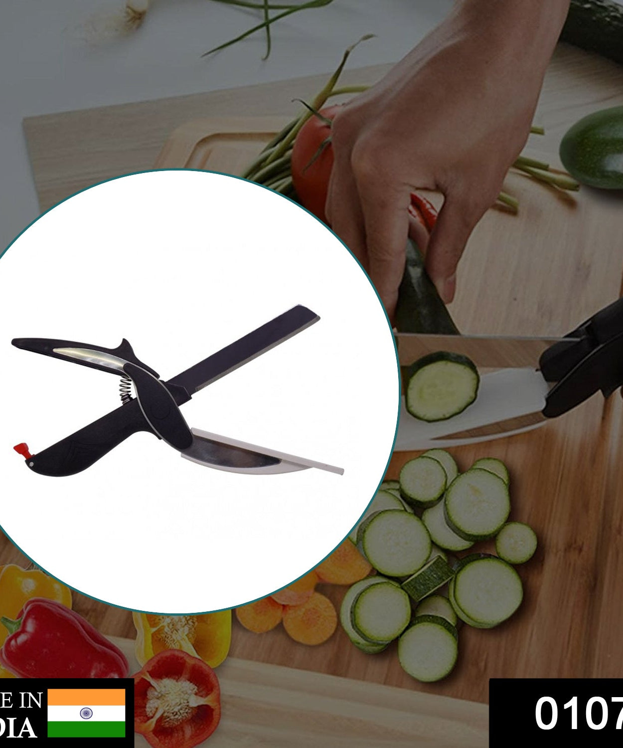 Food chopper slicer with integrated handle for efficient vegetable cutting.