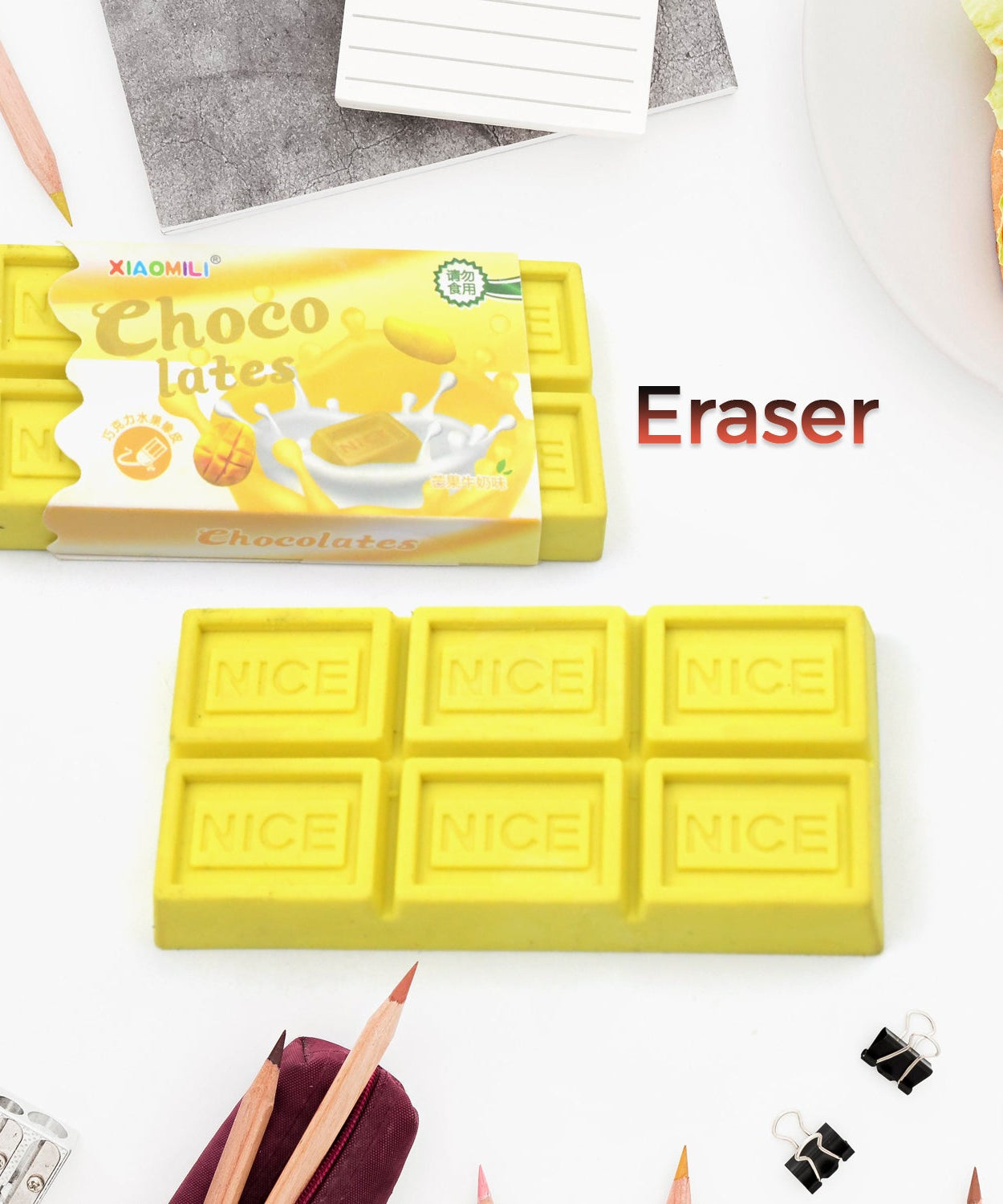 Chocolate Shaped Erasers for Kids - Soft Erasers for School & Office