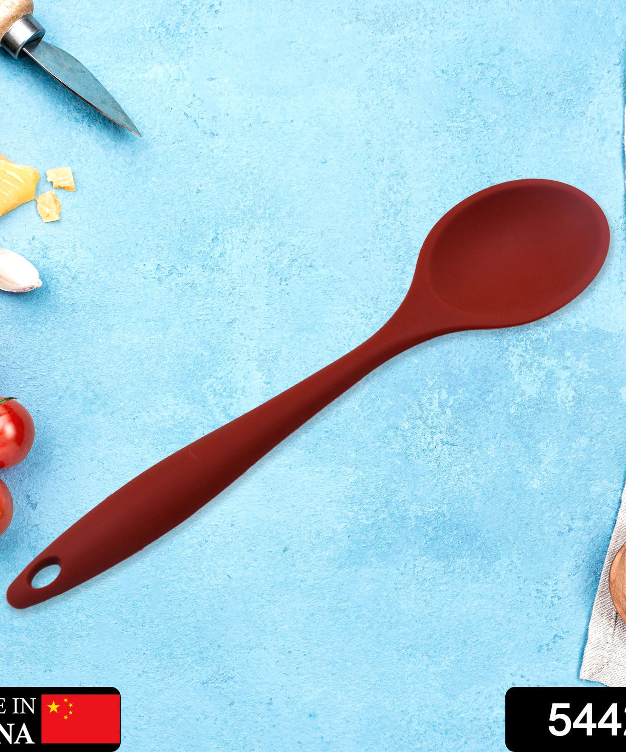 Non-stick silicone spoon with solid coating