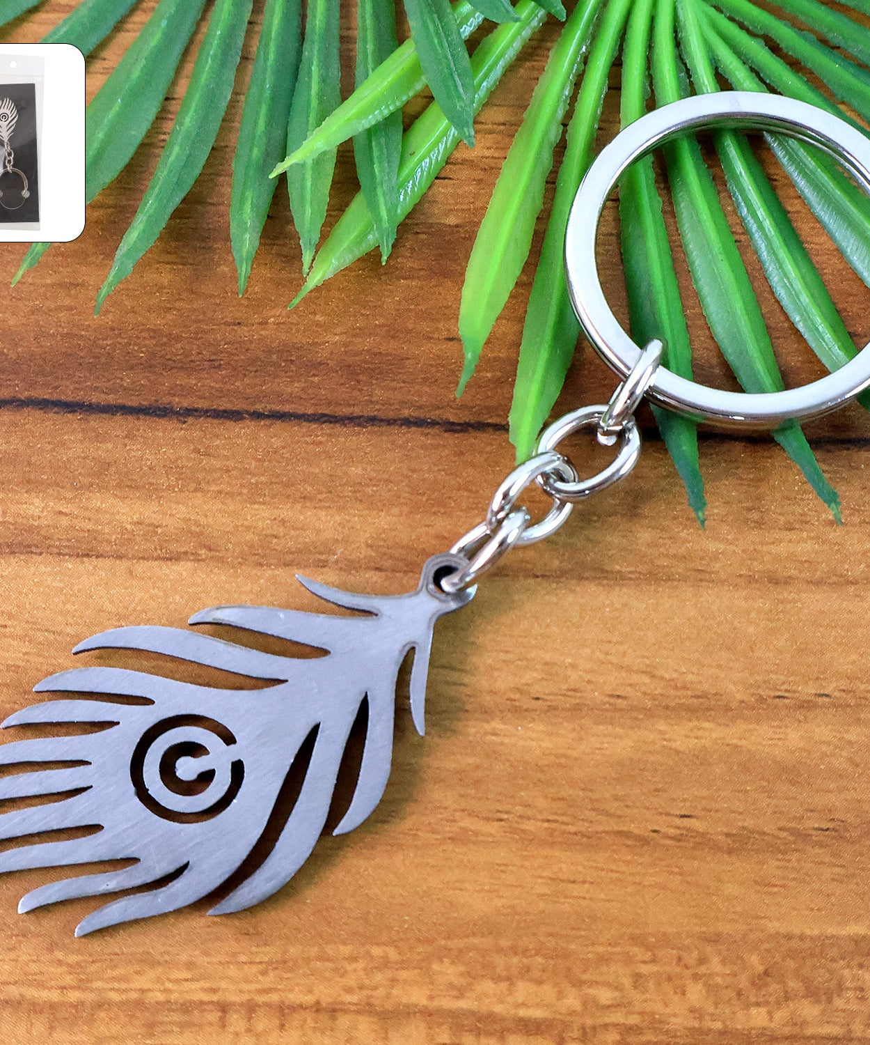 Peacock Feather Metal Keychain