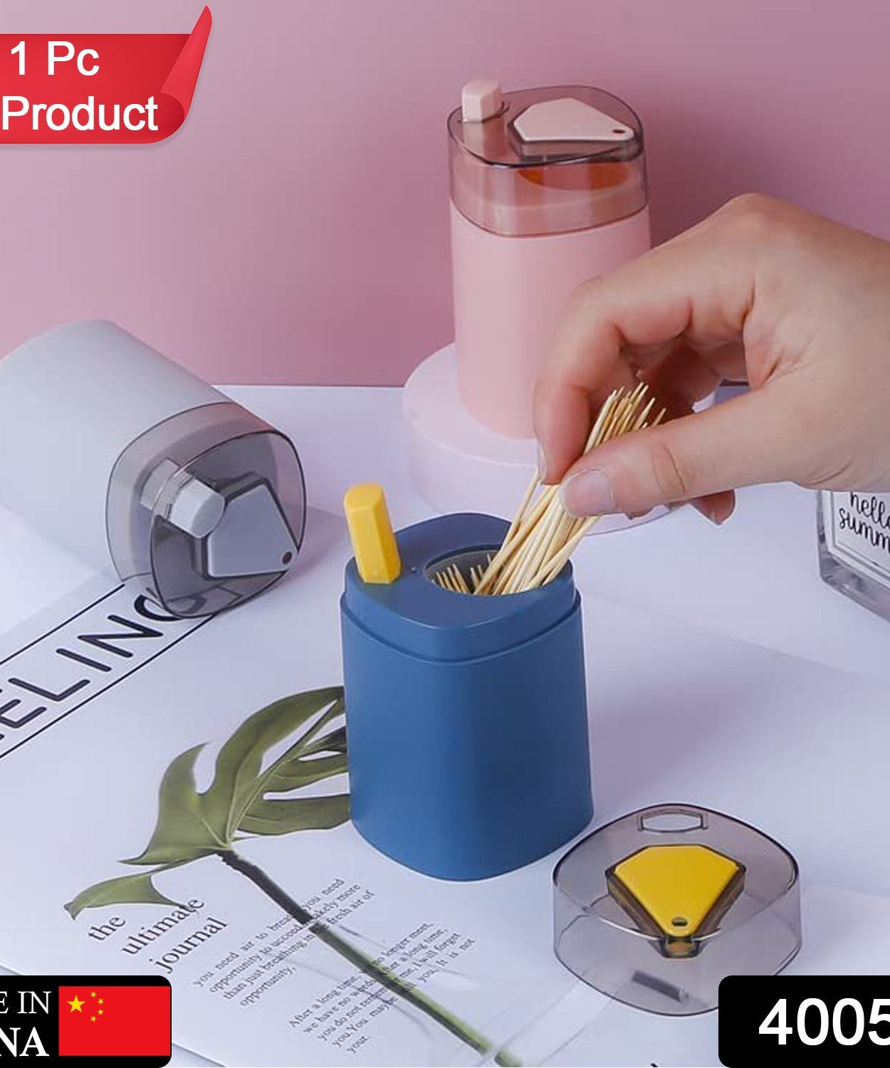 '-up toothpick holder, automatic dispenser, designed for kitchen or restaurant use.