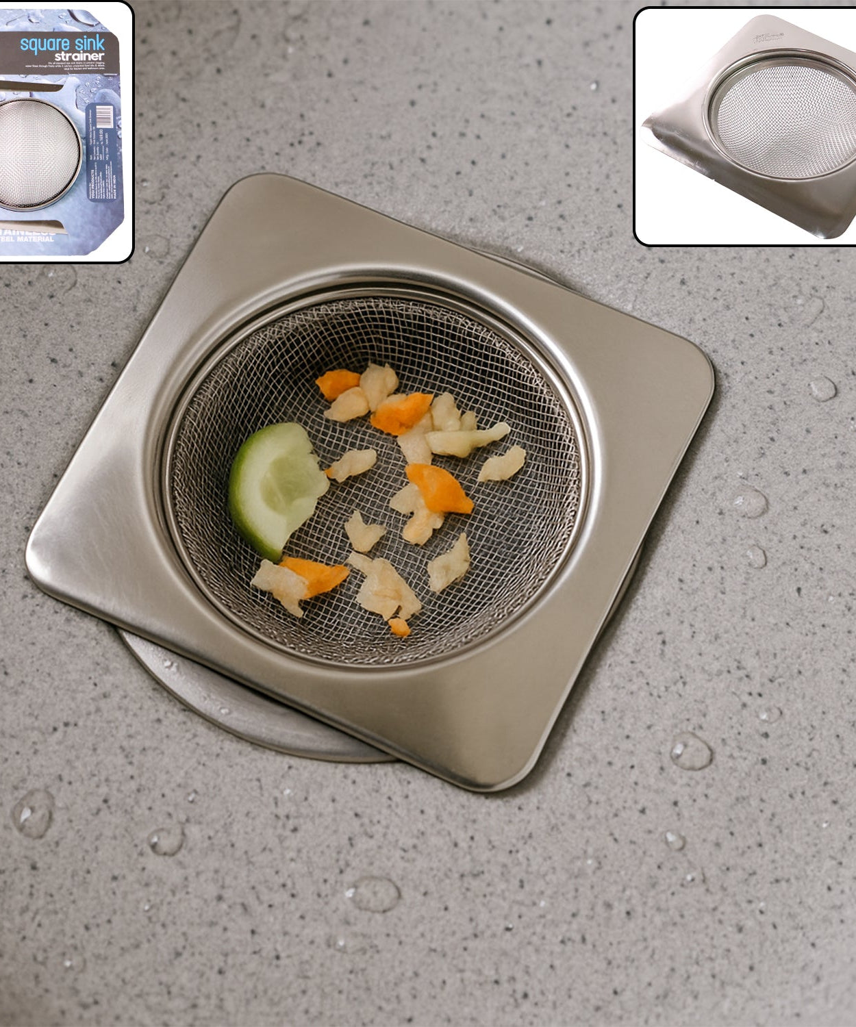 Stainless Steel Square Sink Strainer 