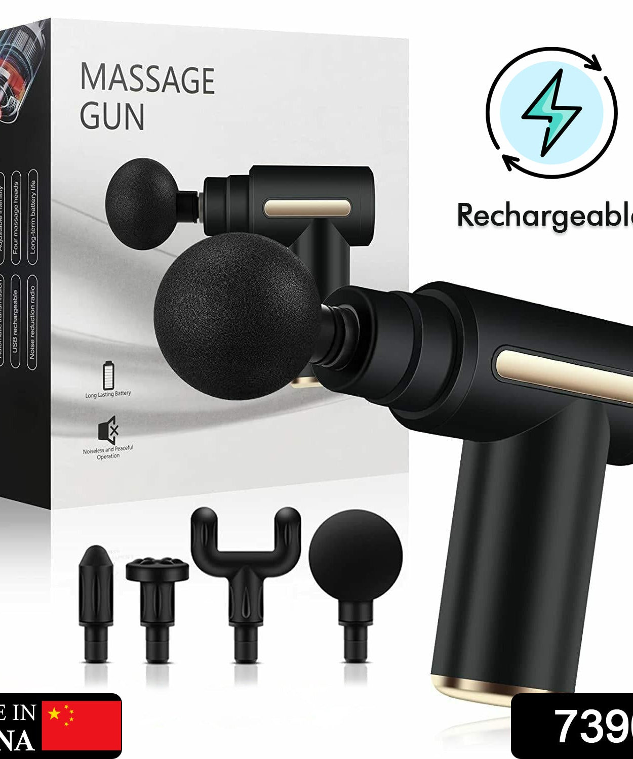 Percussion massager for deep tissue relief, various speed settings.
