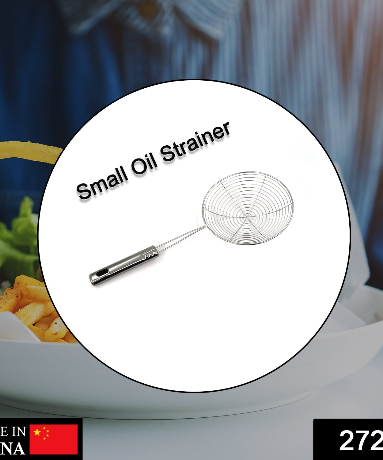Compact oil strainer for small batches of fried food