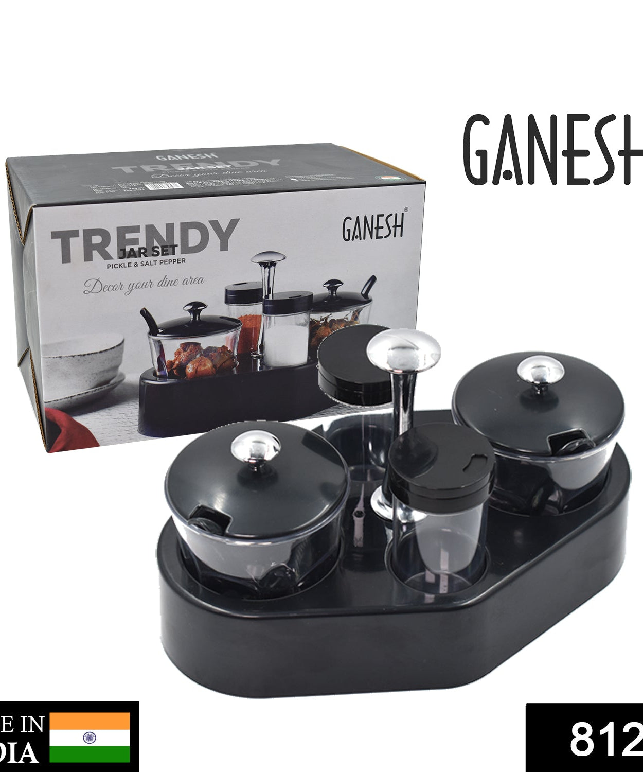 Single piece Ganesh Rendy condiment set, transparent jar for spices.