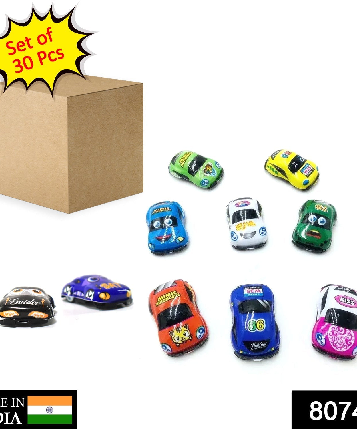 Collection of mini pull back cars, ideal for children and play activities.