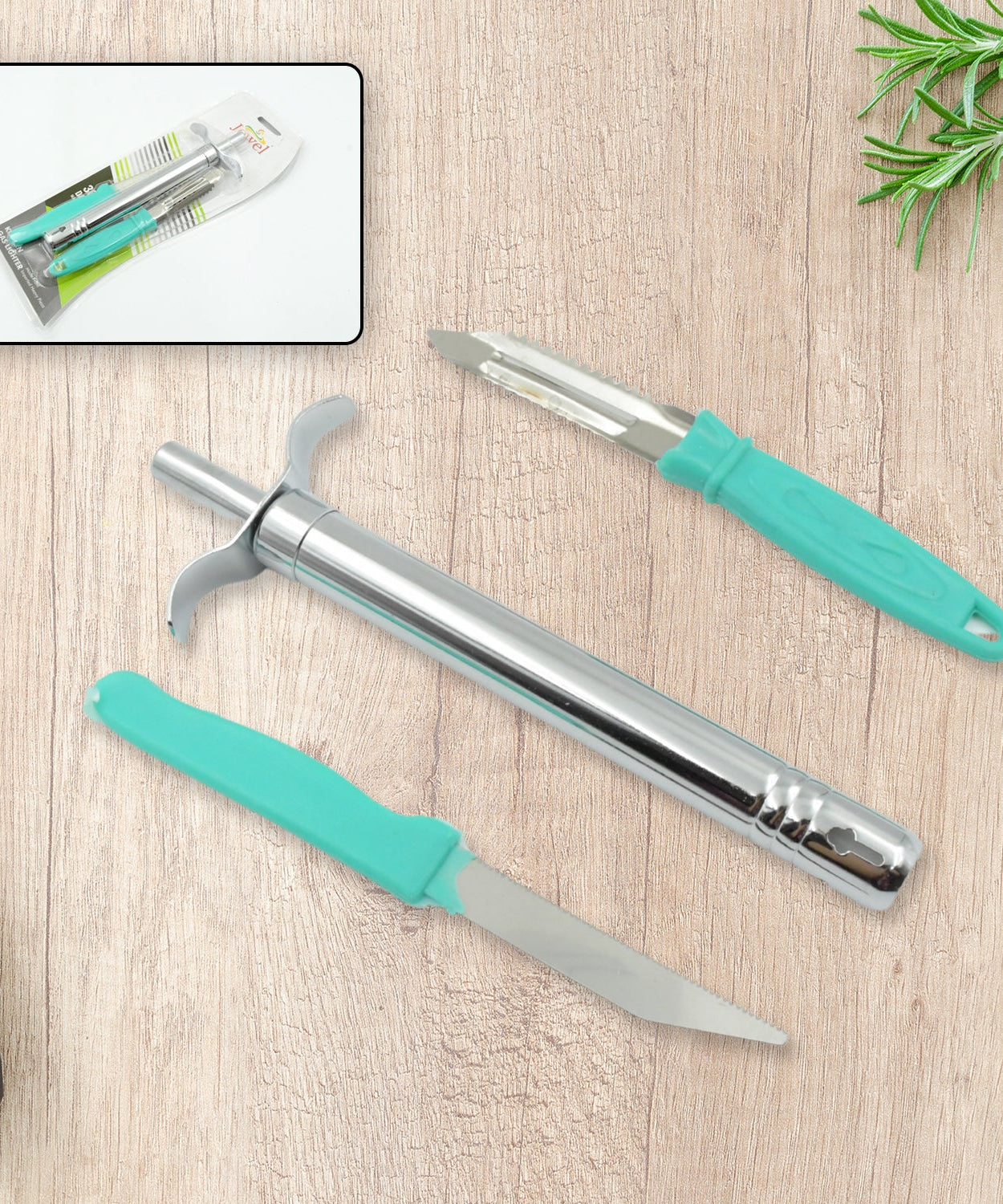 Kitchen combo set with lighter, knife, and peeler