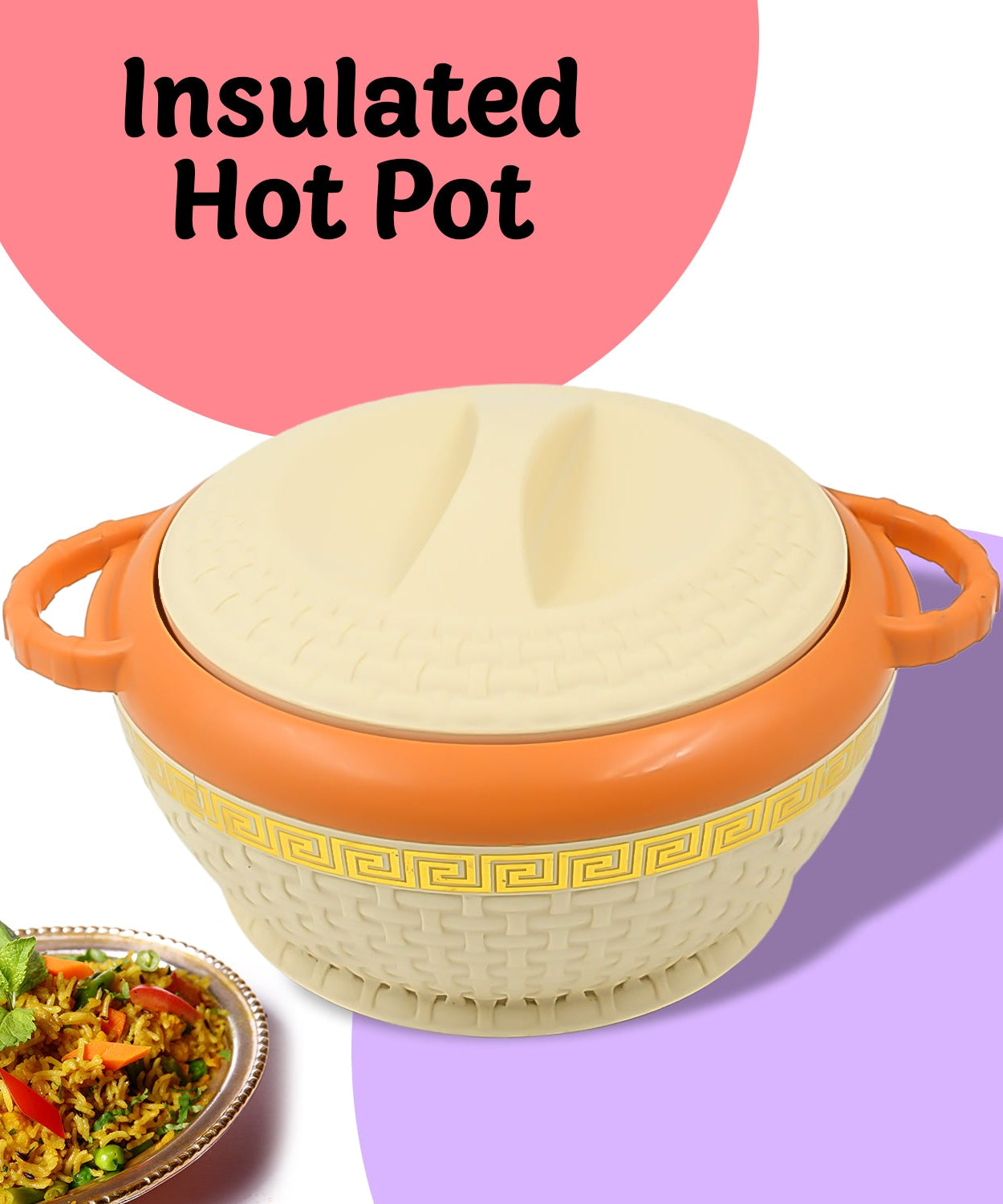 Insulated Hot Pot With Inner Stainless Steel Serving Casserole with Lid 