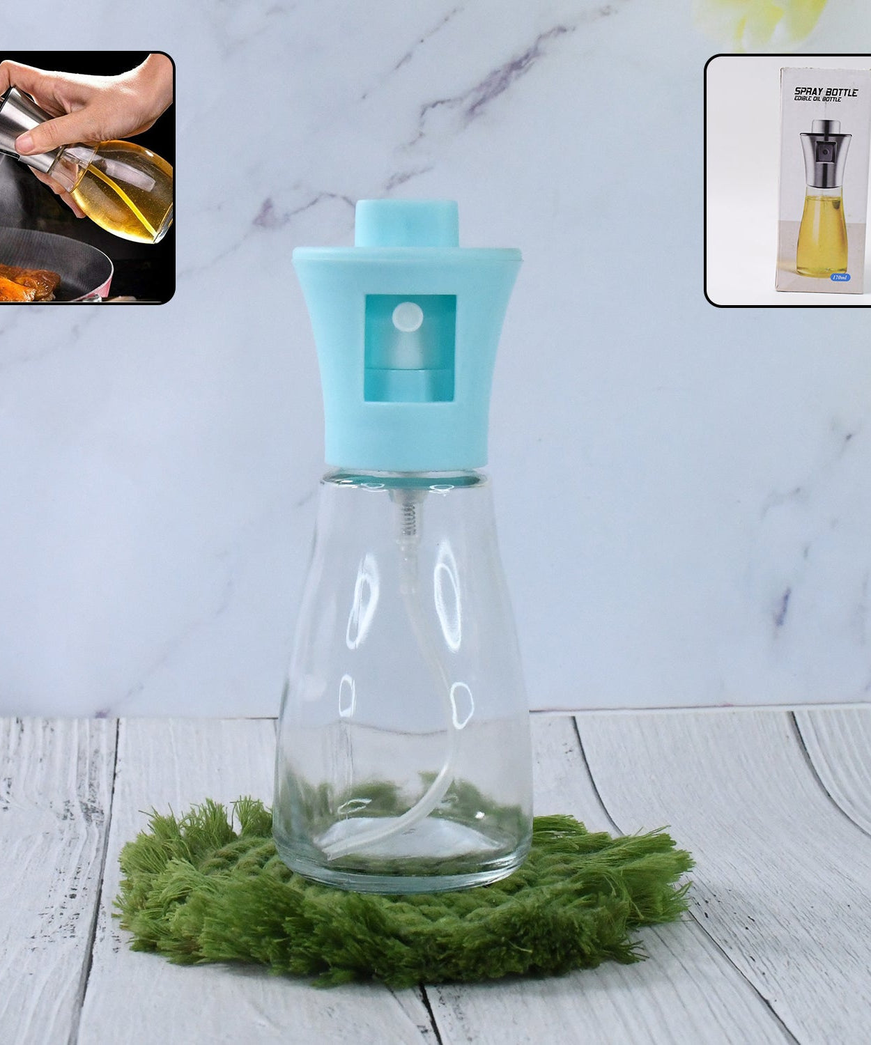 Oil Dispenser Bottle, Oil and Vinegar Cruet, Oil Sprayer Dispenser, Olive Oil Dispenser 170 ml Mist Oil Spray Bottle for Cooking with Plastic