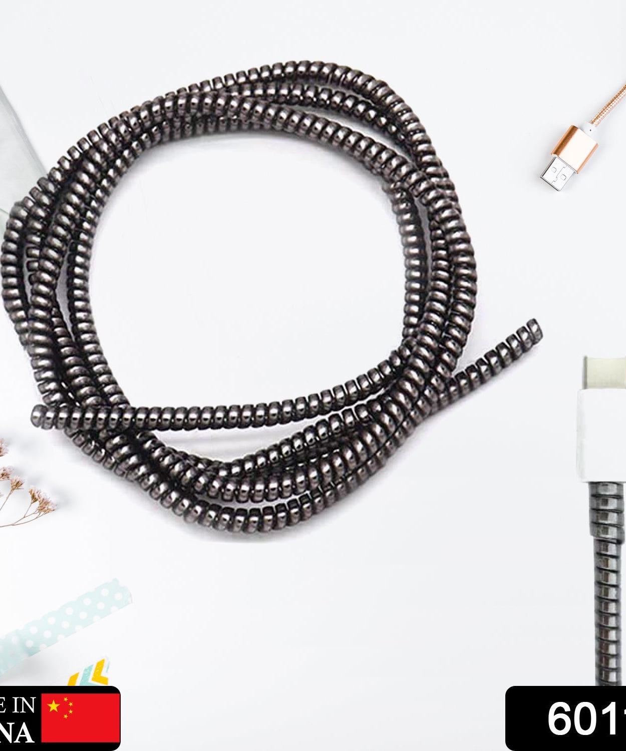 Metallic Cable Protector for Cords & Headphones (Spiral Wrap)