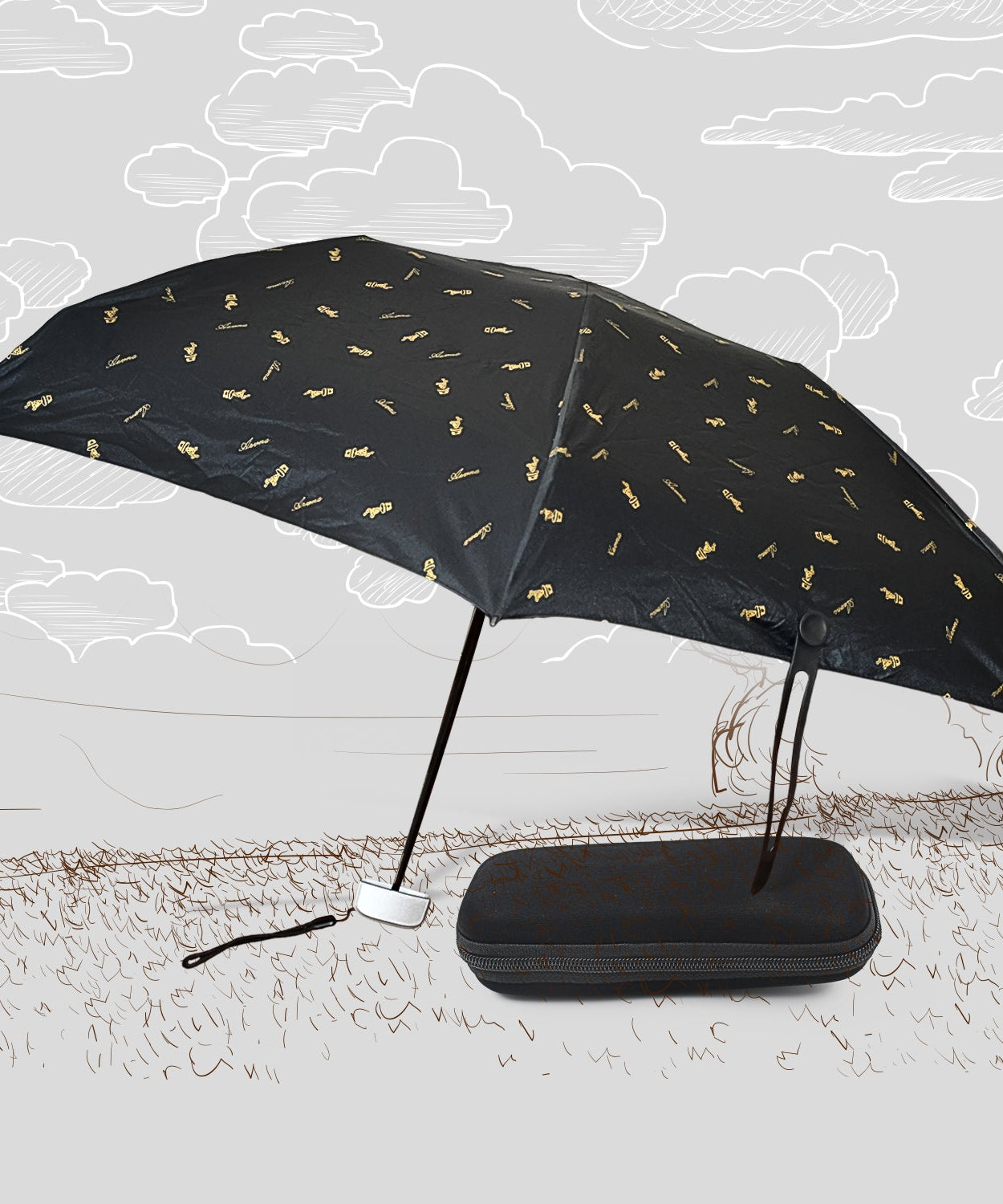 3-Fold Cute Umbrella – Sun & Rain Protection, UV Shield (1 Pc / With Zip Case)