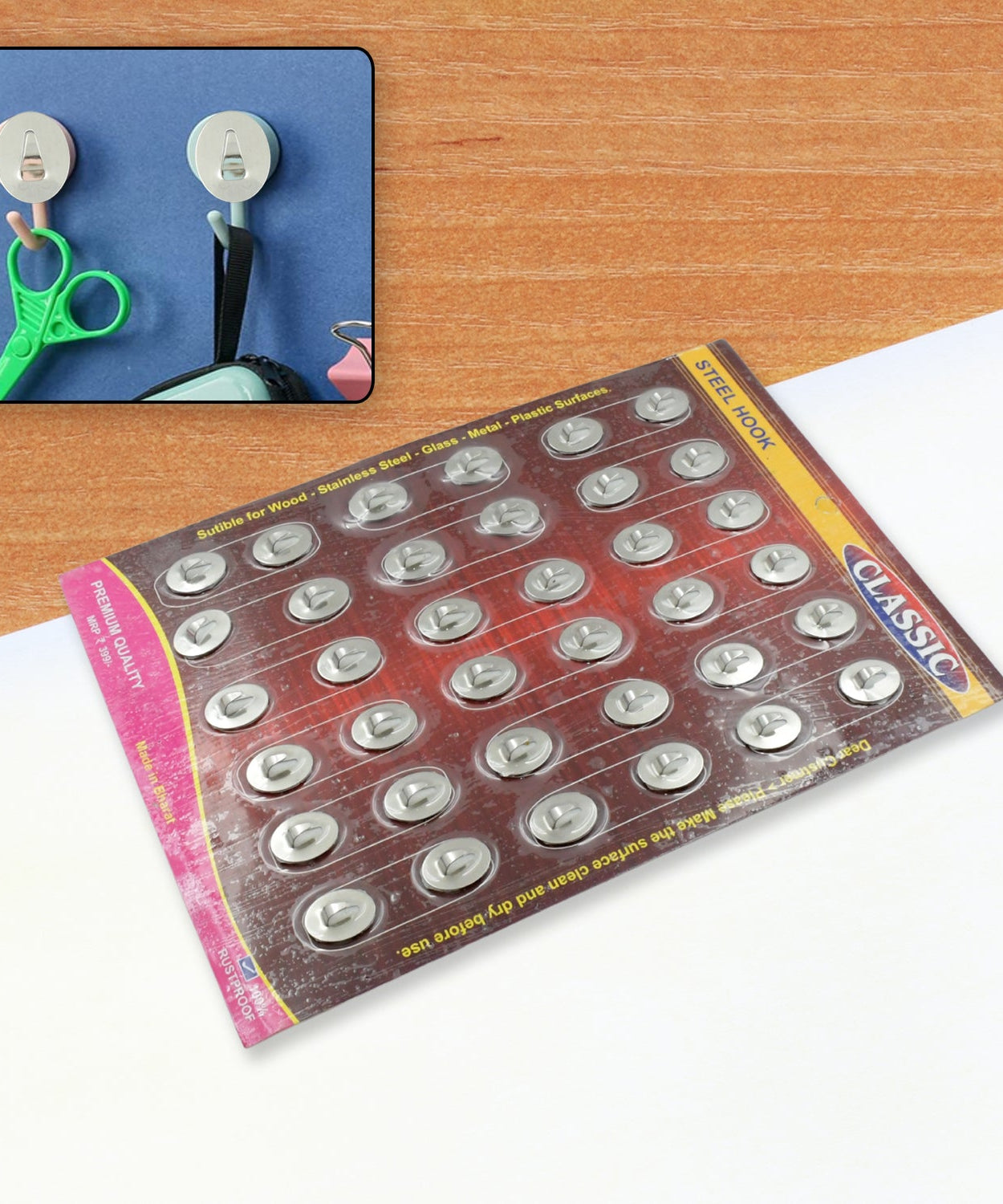 Small stainless steel wall hooks, 36 pieces