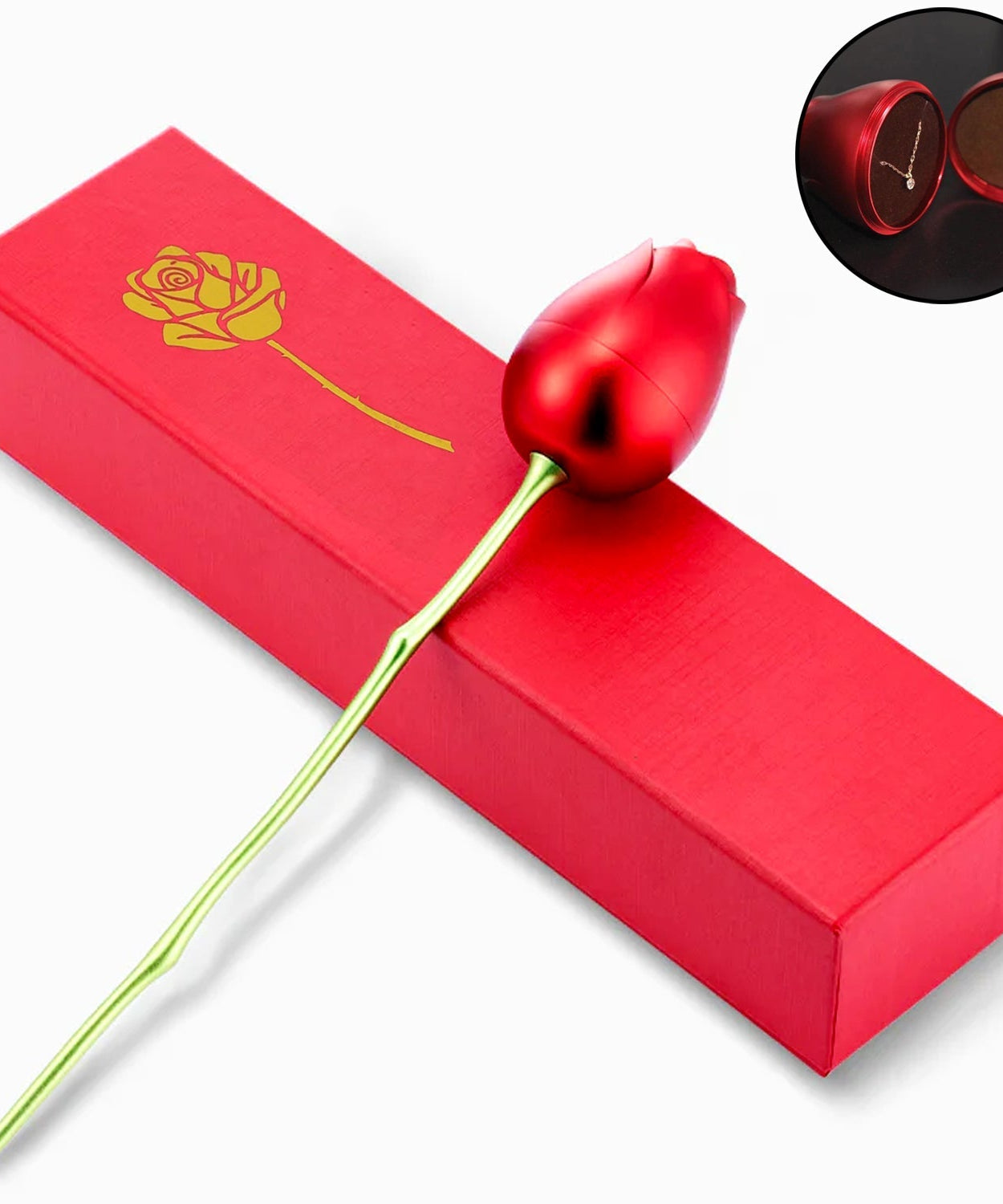 Metal Red Rose Couple Jewelry Box-Fancy Jewelry Box (1 Pc)